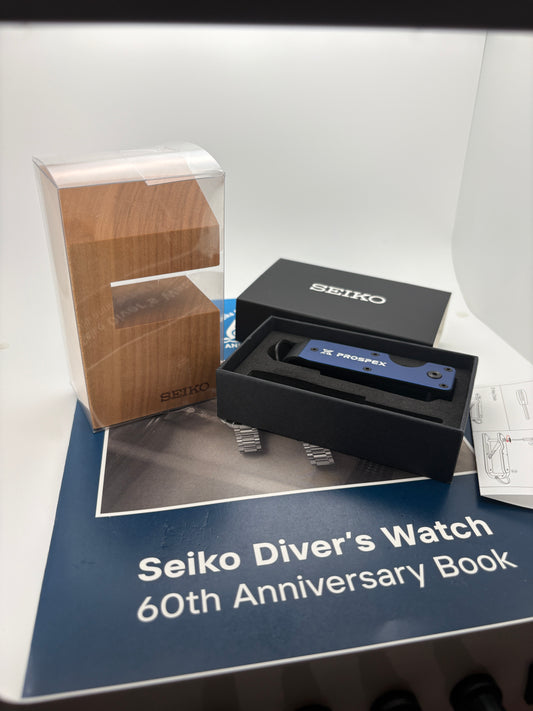 Seiko Watch display, key organizer, 150th-anniversary book