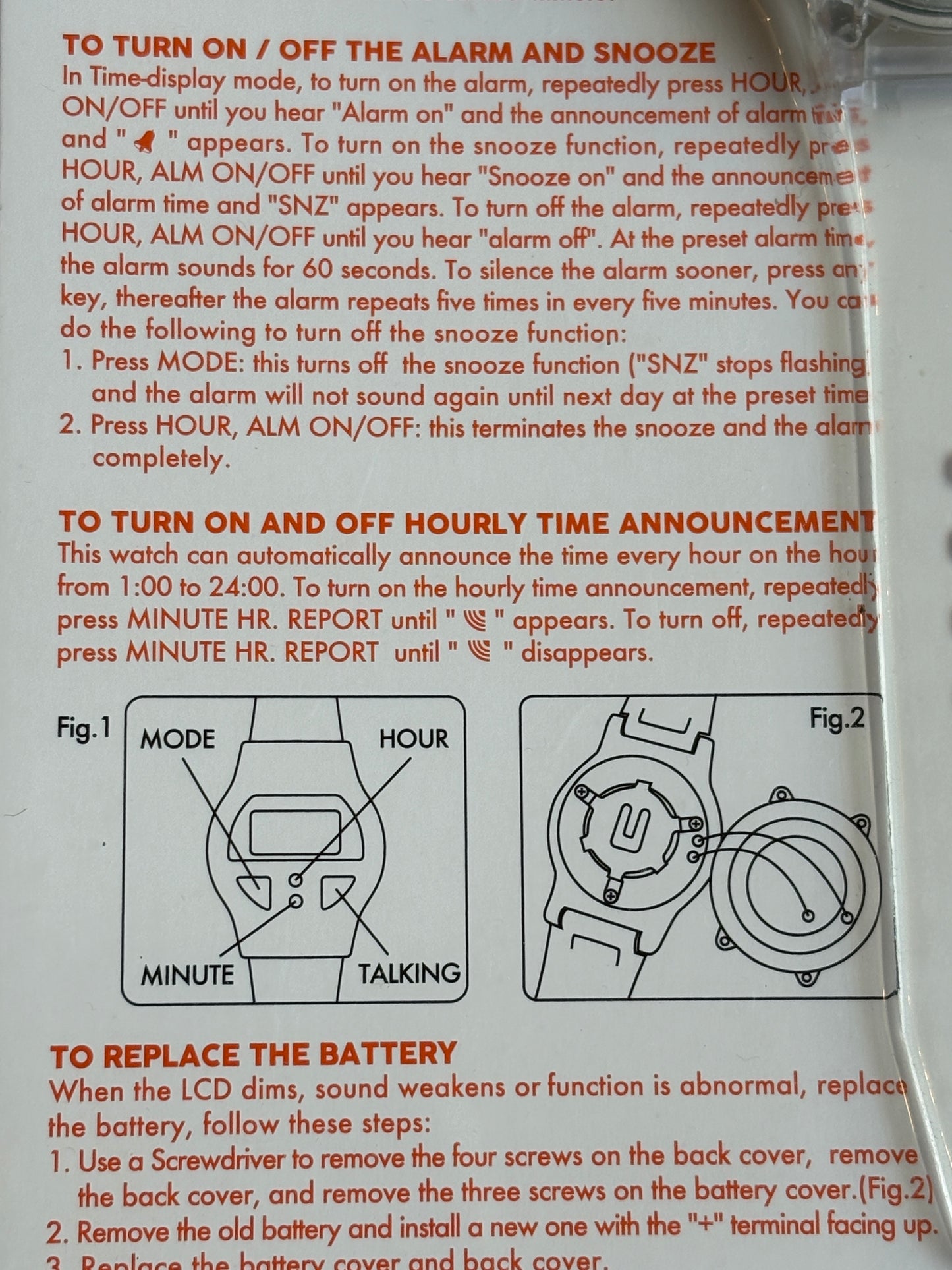 Beams Unused Talking Watch