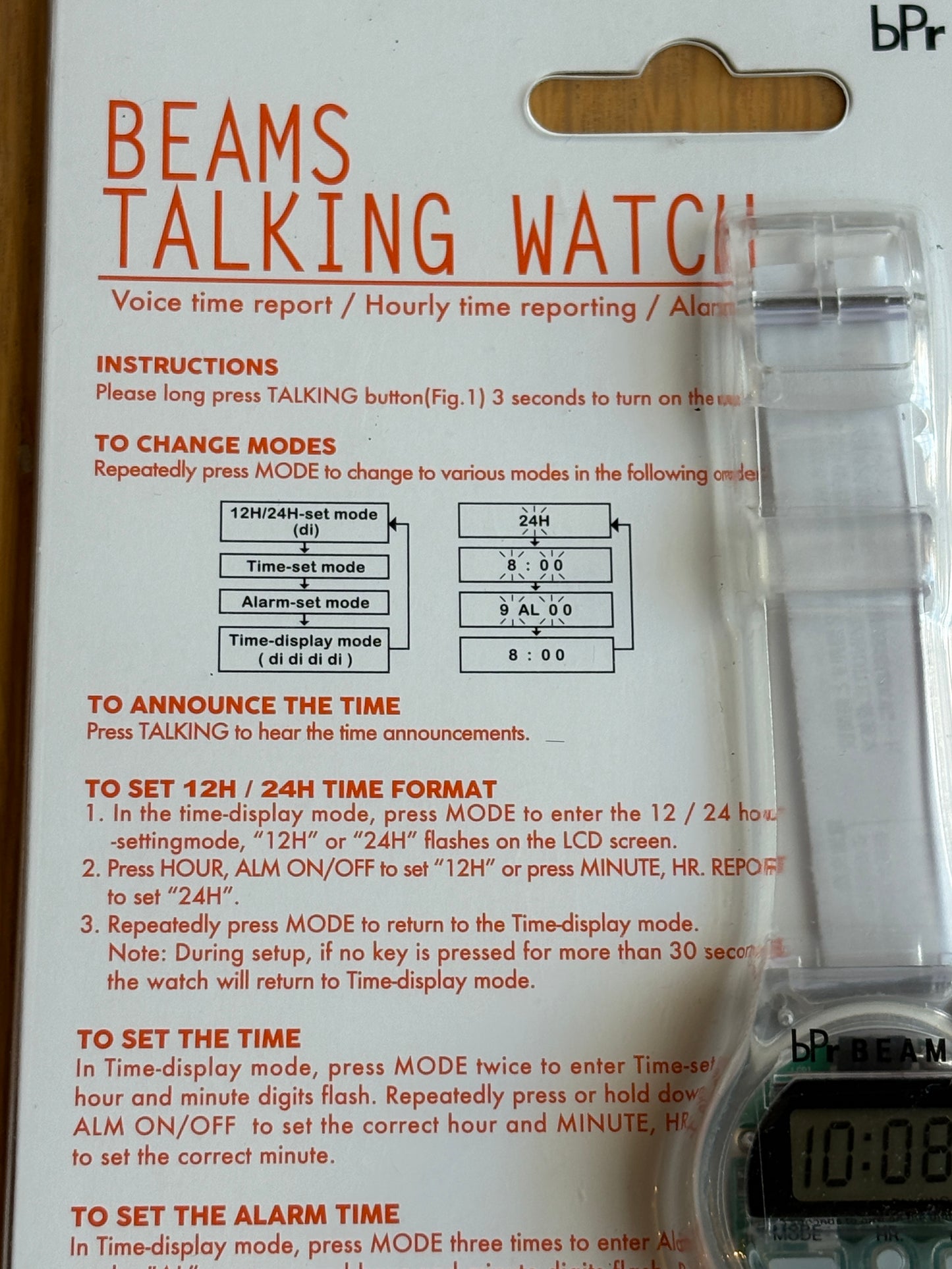 Beams Unused Talking Watch